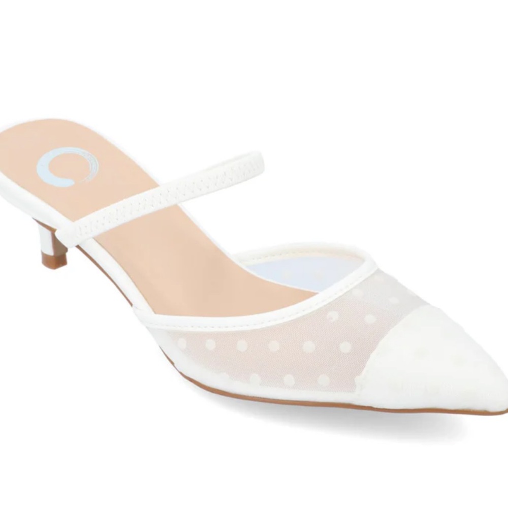Journee Collection White Kitten Heel Mules  

 New